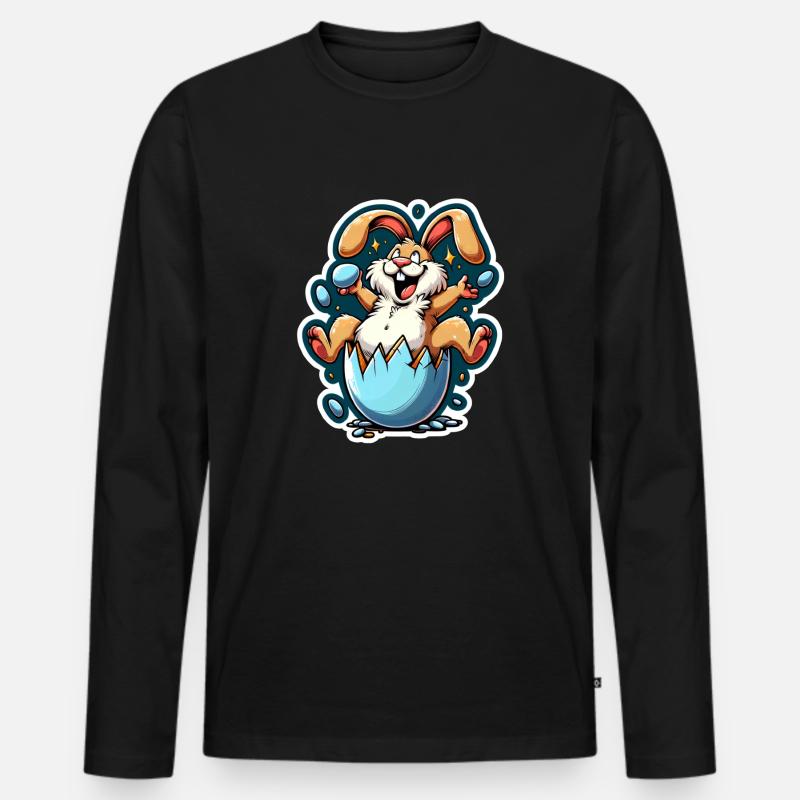 Osterhase lustig - Männer Premium Bio Langarmshirt - Schwarz