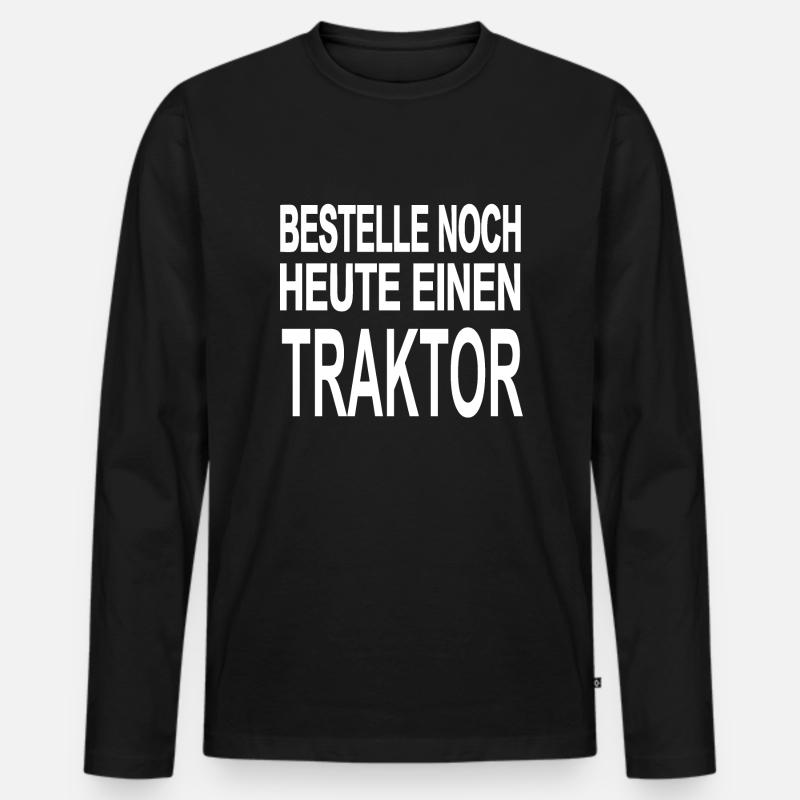 Traktor - Männer Premium Bio Langarmshirt - Schwarz
