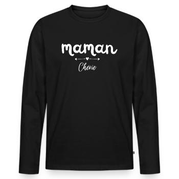 Mommy Darling - Men's Premium Organic Long Sleeve Shirt - black - Front - Nico (187cm)