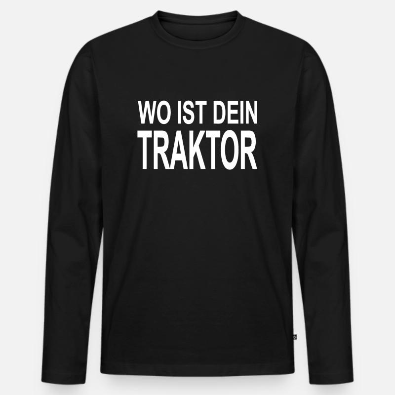 Traktor - Männer Premium Bio Langarmshirt - Schwarz