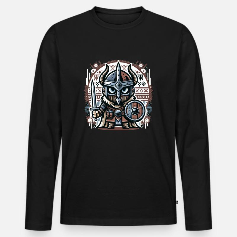Wikinger Eulenwächter - Männer Premium Bio Langarmshirt - Schwarz