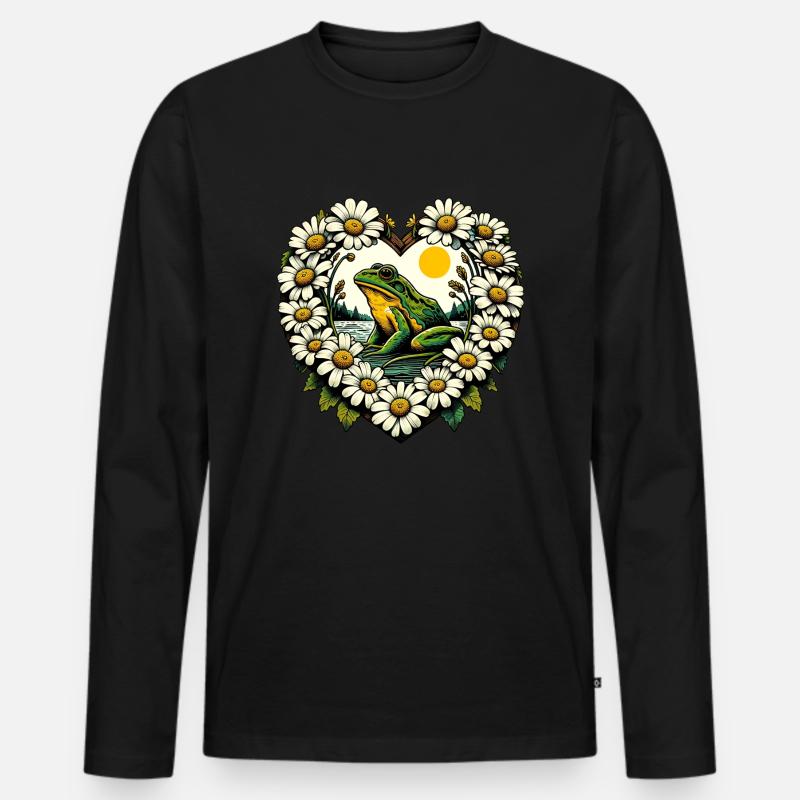 Froschiger See - Männer Premium Bio Langarmshirt - Schwarz