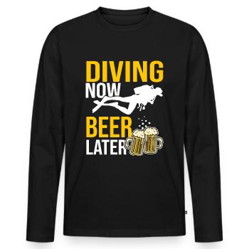 Diver Diver Gift Beer Diver Gift - Men's Premium Organic Long Sleeve Shirt - black - Front - Nico (187cm)