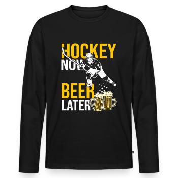 Eishockeyspieler Geschenk Bier Geschenk - Männer Premium Bio Langarmshirt - Schwarz - Vorne - Nico (187cm)