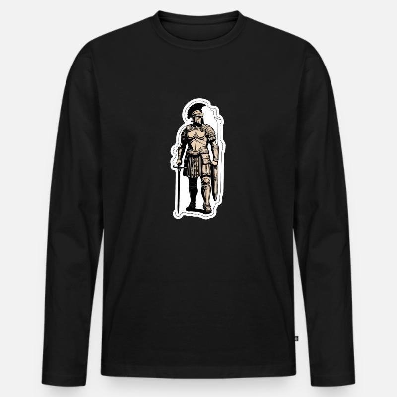 Römischer Centurio-Offizier - Männer Premium Bio Langarmshirt - Schwarz