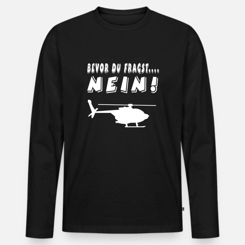Hubschrauber - Männer Premium Bio Langarmshirt - Schwarz