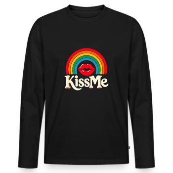 Embrasse-moi LGBT - T-shirt manches longues Premium bio Homme - noir - Devant - Nico (187cm)
