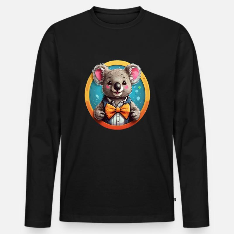 Lustiges Comic Koala - Männer Premium Bio Langarmshirt - Schwarz