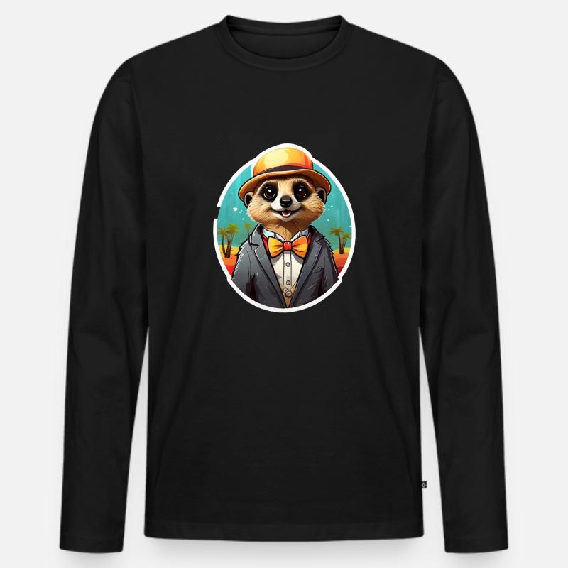Lustiges Comic Erdmännchen - Männer Premium Bio Langarmshirt - Schwarz