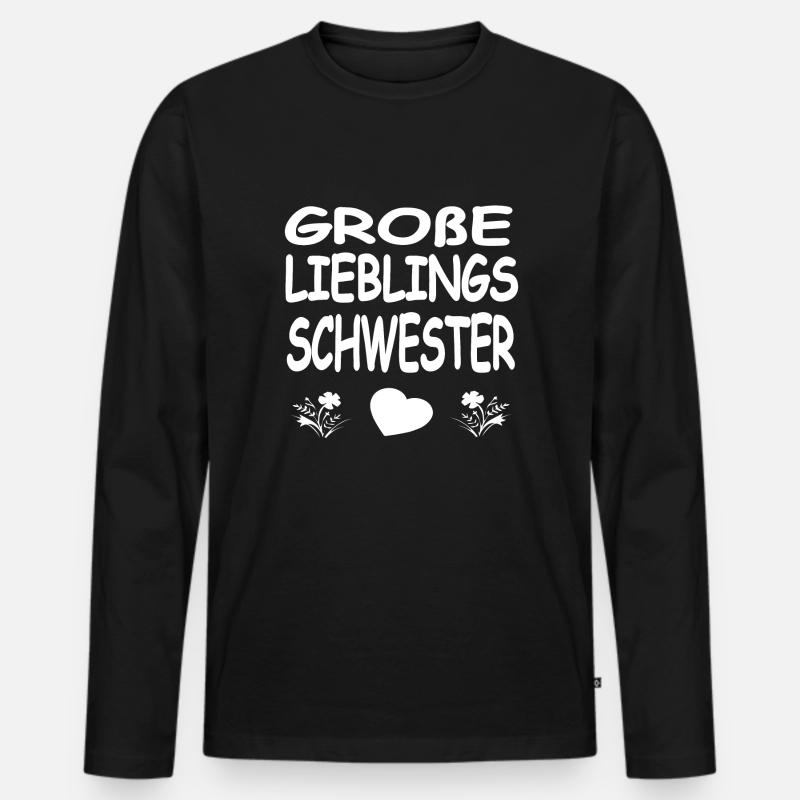 Schwester - Männer Premium Bio Langarmshirt - Schwarz