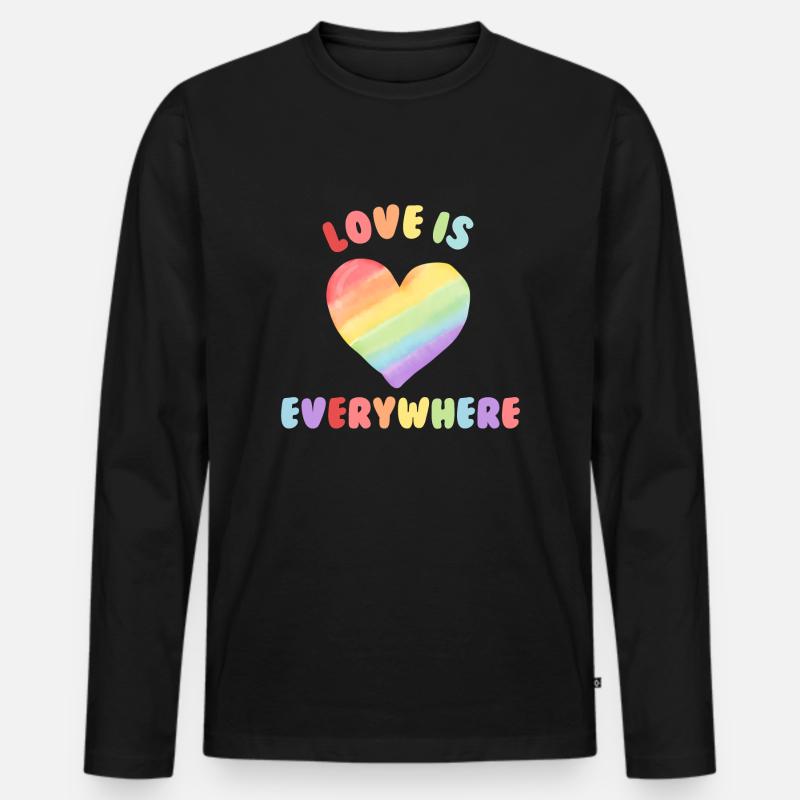Love is everywhere - Männer Premium Bio Langarmshirt - Schwarz