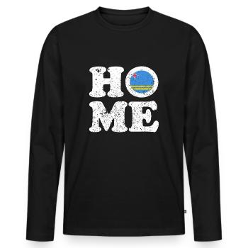 Aruba - Home - Dutch Caribbean - Karibik - Men's Premium Organic Long Sleeve Shirt - black - Front - Nico (187cm)