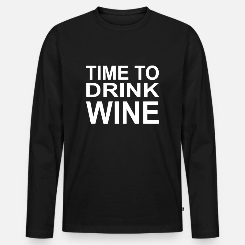 Wein - Männer Premium Bio Langarmshirt - Schwarz
