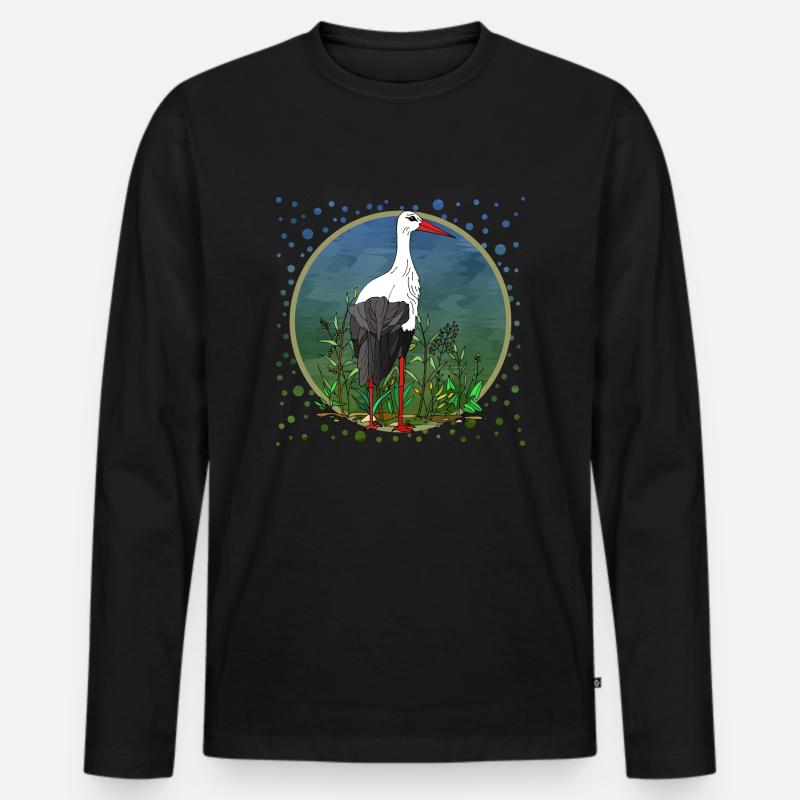 Storchenvogel - Männer Premium Bio Langarmshirt - Schwarz