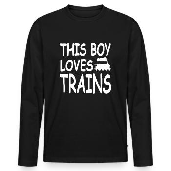 Chemin de fer - T-shirt manches longues Premium bio Homme - noir - Devant - Nico (187cm)