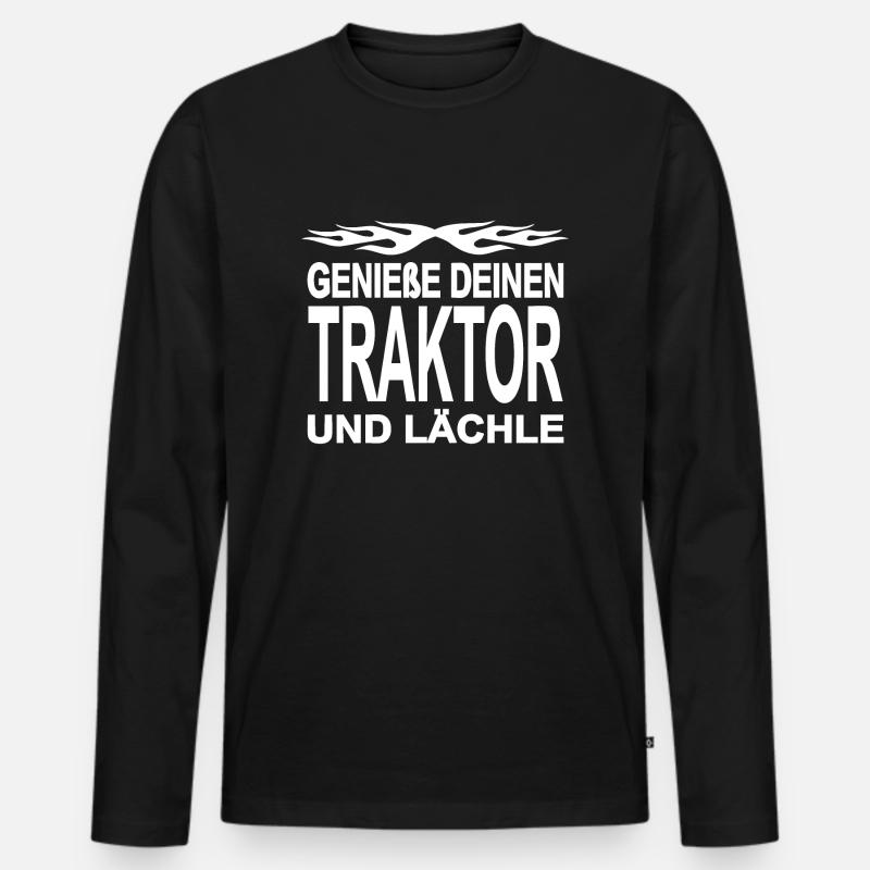 Traktor - Männer Premium Bio Langarmshirt - Schwarz