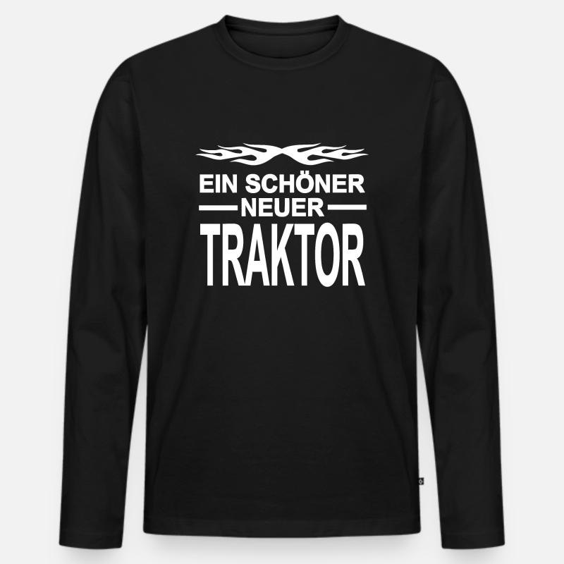 Traktor - Männer Premium Bio Langarmshirt - Schwarz