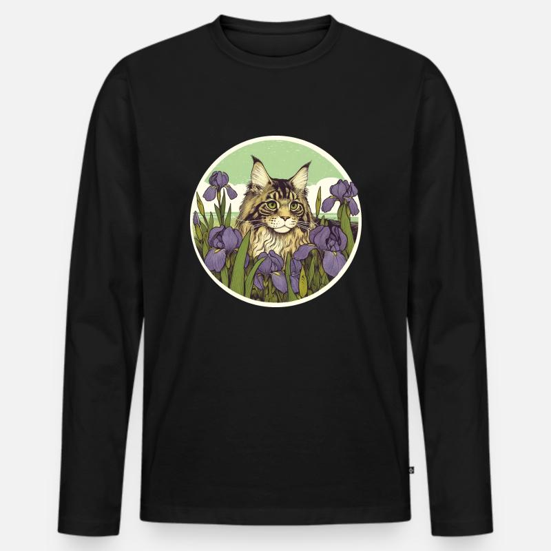 Braun getigerte Katze Iris - Männer Premium Bio Langarmshirt - Schwarz