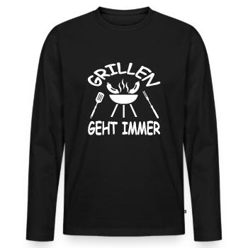Grillen - Männer Premium Bio Langarmshirt - Schwarz - Vorne - Nico (187cm)