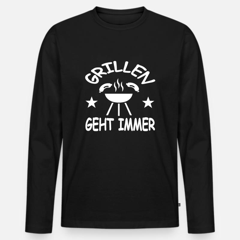 Grillen - Männer Premium Bio Langarmshirt - Schwarz