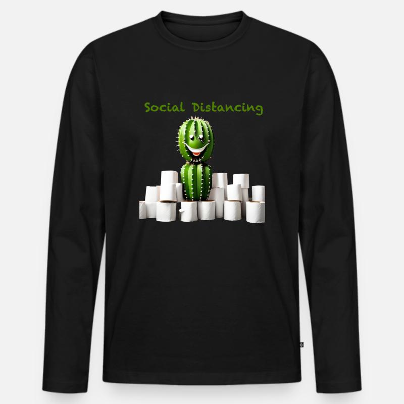 Social Distancing - Männer Premium Bio Langarmshirt - Schwarz