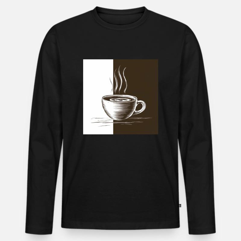 Kaffeezeit - Männer Premium Bio Langarmshirt - Schwarz