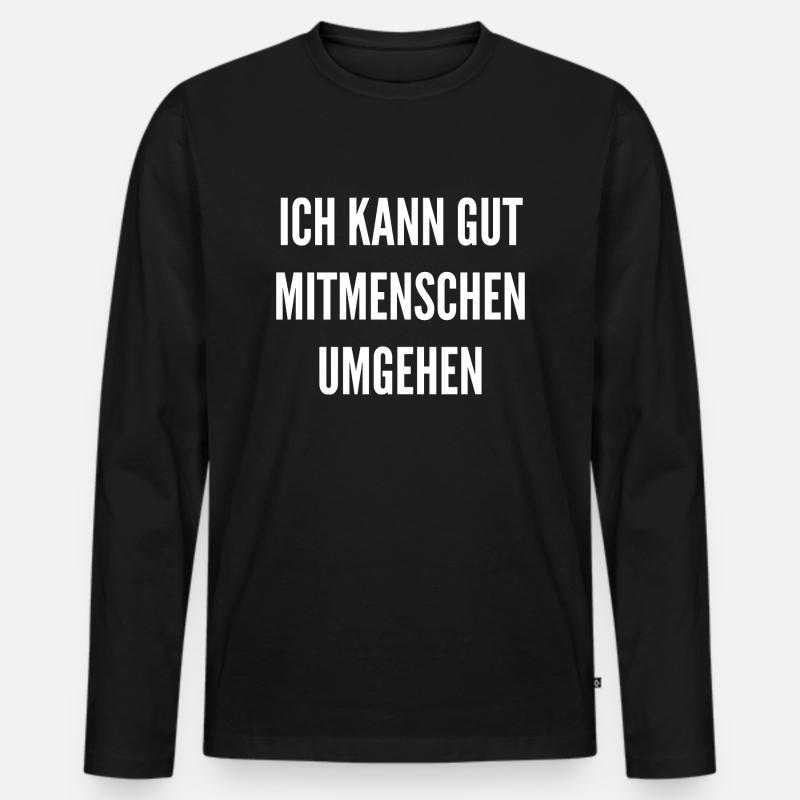 Mitmenschen | Sarkasmus - Männer Premium Bio Langarmshirt - Schwarz