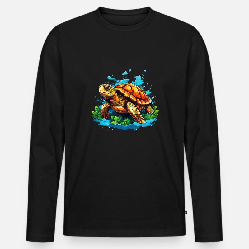 Coole Schildkröte - Männer Premium Bio Langarmshirt - Schwarz