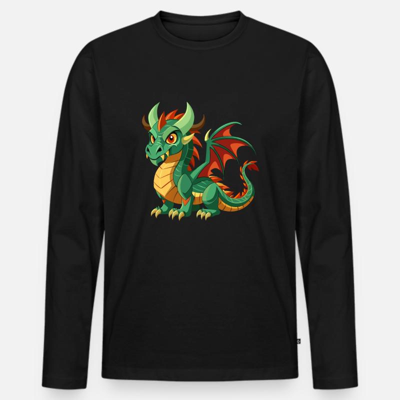 Drache - Männer Premium Bio Langarmshirt - Schwarz