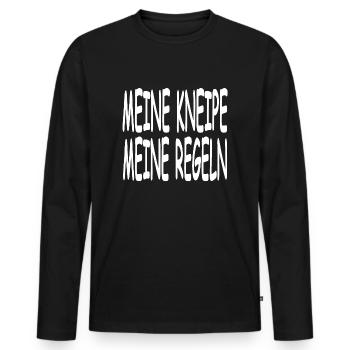 Kneipe - Männer Premium Bio Langarmshirt - Schwarz - Vorne - Nico (187cm)