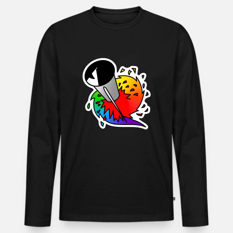 Regenbogen Rakete : Sticky Queer Pride - Männer Premium Bio Langarmshirt - Schwarz