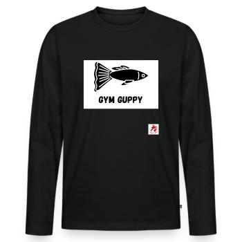 GYM Guppy NEW - Männer Premium Bio Langarmshirt - Schwarz - Vorne - Nico (187cm)