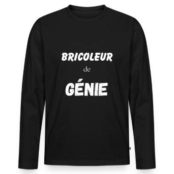 Bricoleur de génie - T-shirt manches longues Premium bio Homme - noir - Devant - Nico (187cm)