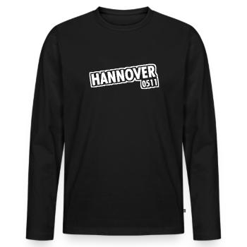 Hanover - 0511 - Area Code - Lower Saxony - Men's Premium Organic Long Sleeve Shirt - black - Front - Nico (187cm)