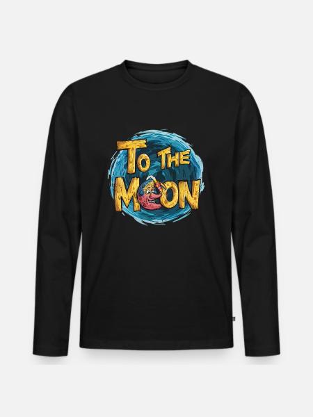 Zum Mond - Männer Premium Bio Langarmshirt - Schwarz