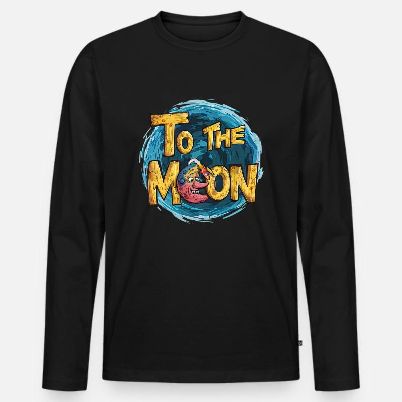 Zum Mond - Männer Premium Bio Langarmshirt - Schwarz