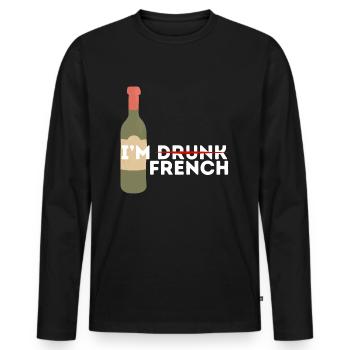 Je suis bourré et français - T-shirt manches longues Premium bio Homme - noir - Devant - Nico (187cm)