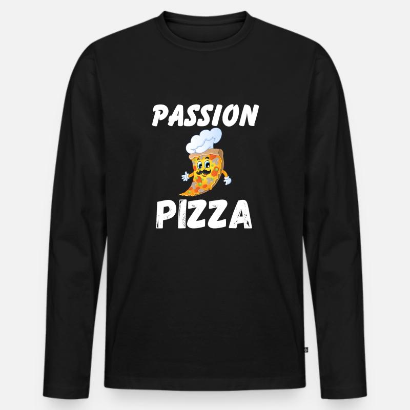 LEIDENSCHAFT PIZZA - Männer Premium Bio Langarmshirt - Schwarz