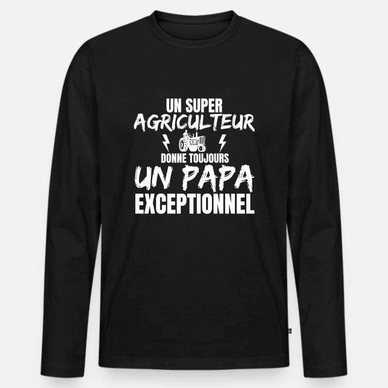 BAUER DAD - Männer Premium Bio Langarmshirt - Schwarz