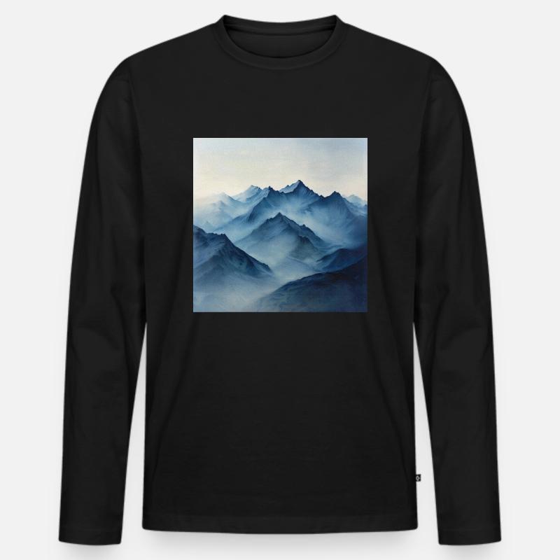 Poster Canvas Mountain 20 - Männer Premium Bio Langarmshirt - Schwarz