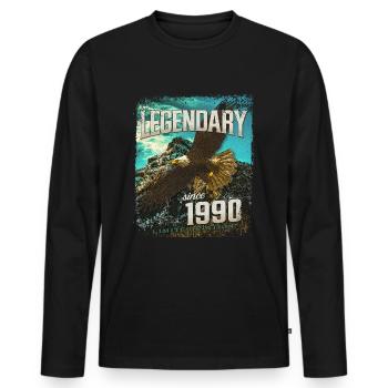 Legendary since 1990 - Men's Premium Organic Long Sleeve Shirt - black - Front - Nico (187cm)