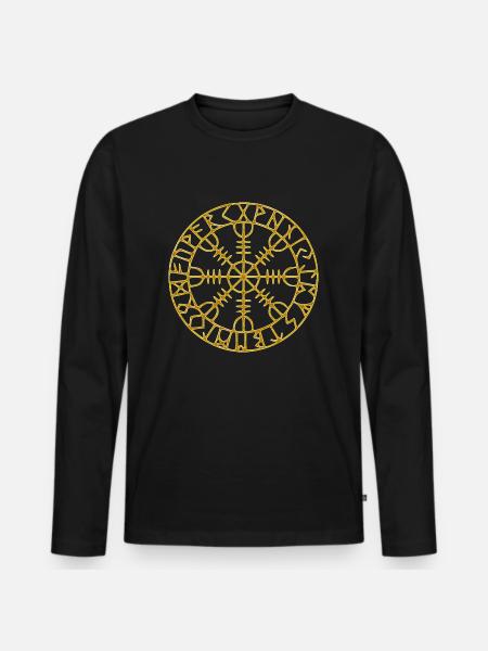 Vikings norden valhalla sverige skandinavien flaga - Premium økologisk langærmet T-shirt til mænd - sort