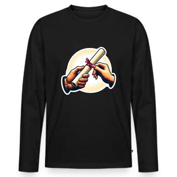 Présentation des certificats - T-shirt manches longues Premium bio Homme - noir - Devant - Nico (187cm)