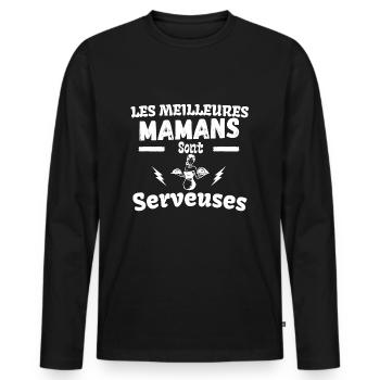 KELLNERIN MAMA - Männer Premium Bio Langarmshirt - Schwarz - Vorne - Nico (187cm)