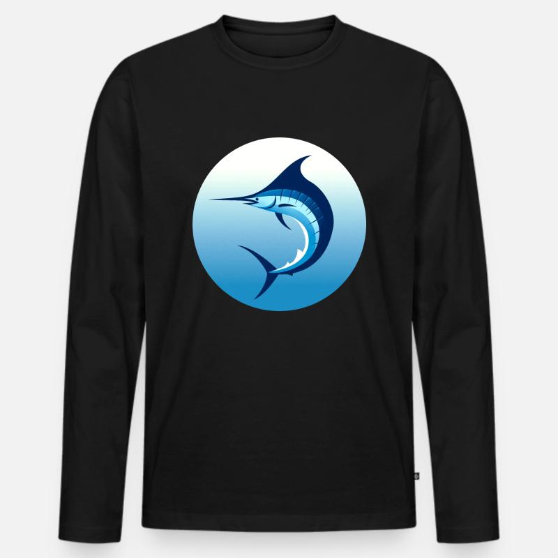 Eleganter Marlin - Männer Premium Bio Langarmshirt - Schwarz