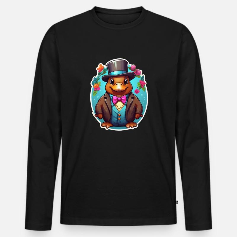 Lustiges Schnabeltier Comic - Männer Premium Bio Langarmshirt - Schwarz