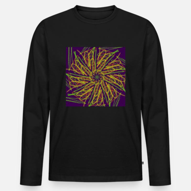 Abstraktes geometrisches buntes Sterndesign - Männer Premium Bio Langarmshirt - Schwarz