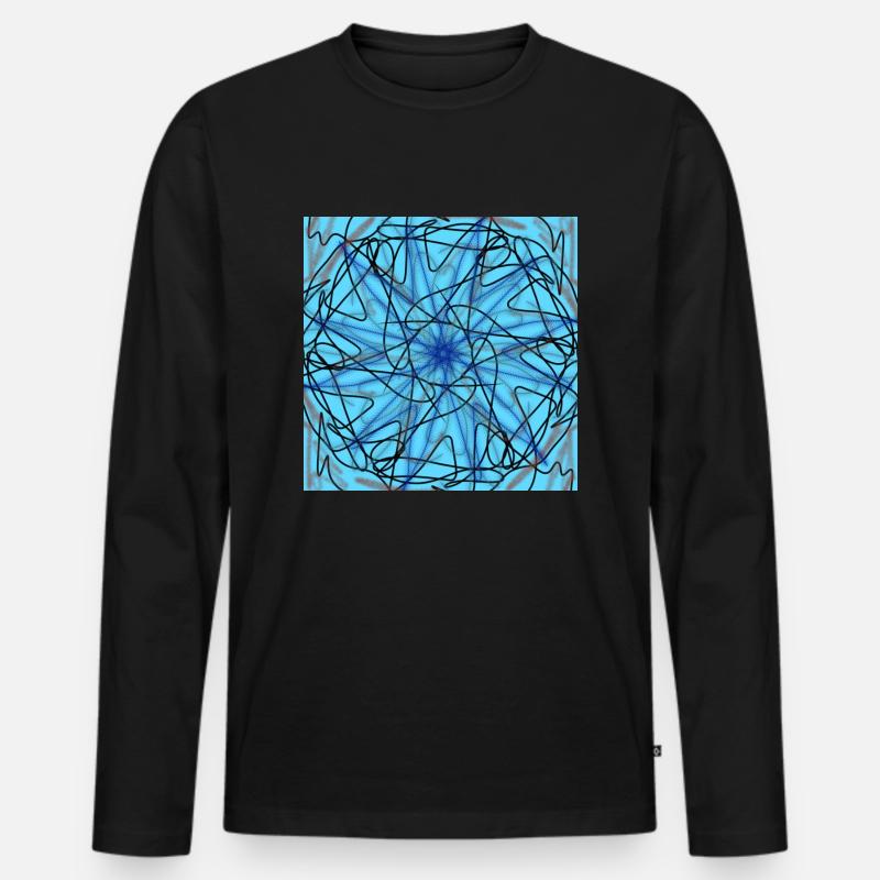 abstrakter blauer Stern - Männer Premium Bio Langarmshirt - Schwarz