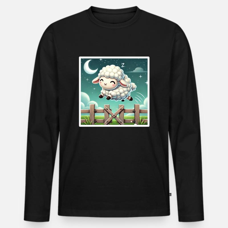 Schäfchen zählen in der Nacht - Männer Premium Bio Langarmshirt - Schwarz
