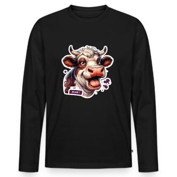 Cow funny all right - Men's Premium Organic Long Sleeve Shirt - black - Front - Nico (187cm)
